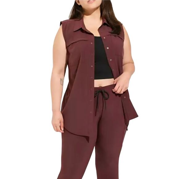 torrid Tops - NWT! Torrid Happy Camper Stretch Woven Sleeveless Active Button Up Plus Size 2x